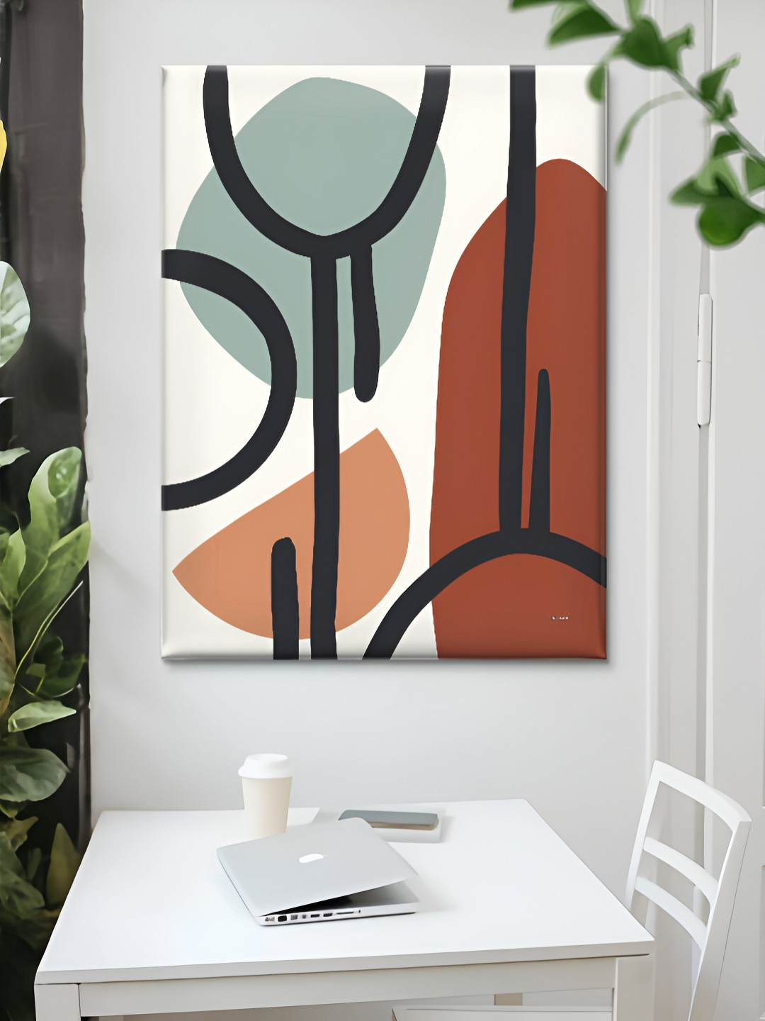 Livin'luxe White & Red Modern Abstract Canvas Wall Art