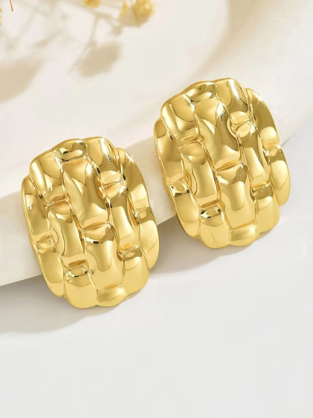 FIMBUL Gold Plated Texture Geometric Shaped Studs