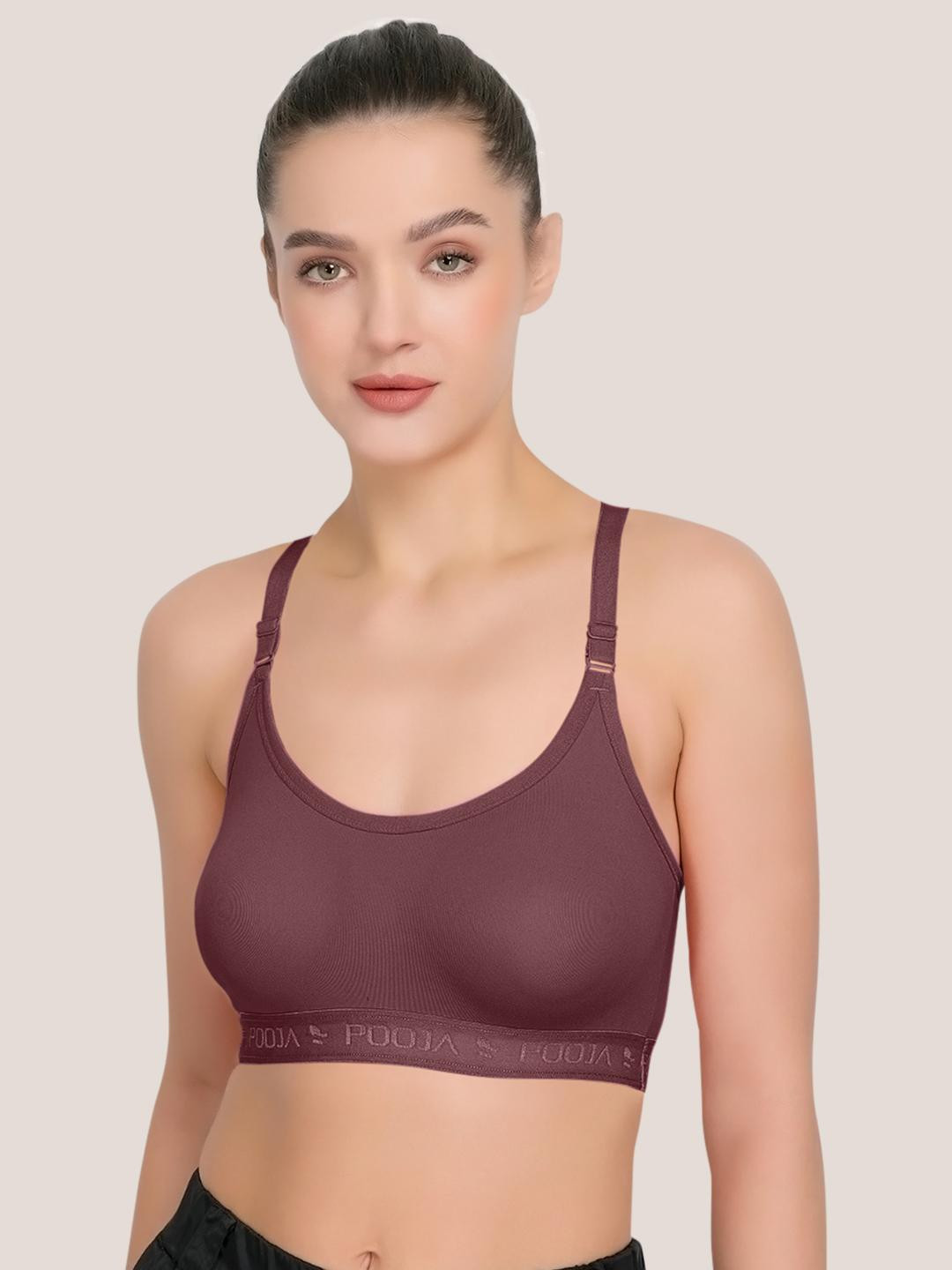 POOJA RAGENEE Rust Non-Wired Non Padded Seamless Workout Bra