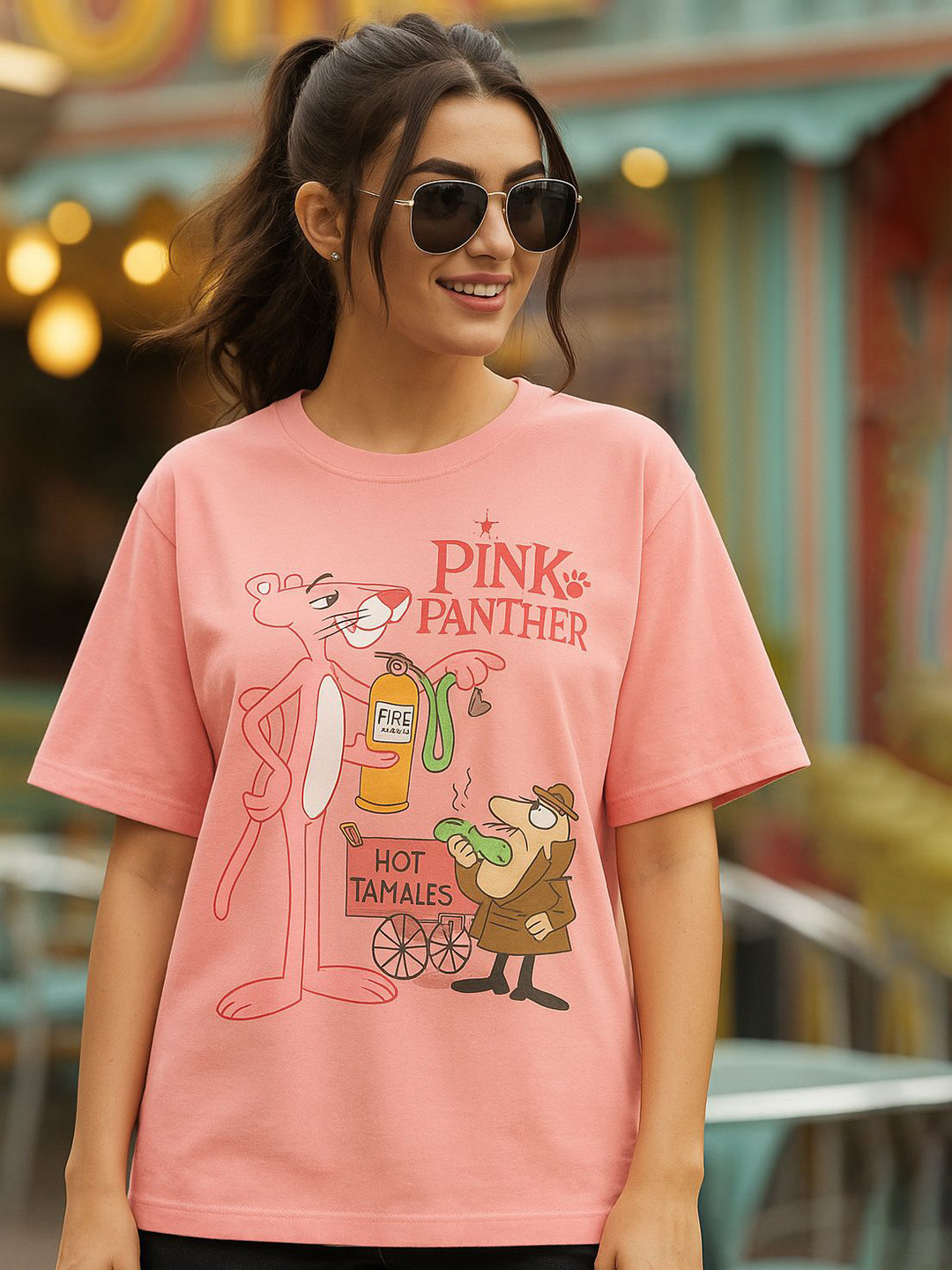 Tromko Graphic Printed Round Neck Drop-Shoulder Sleeves Cotton Oversized T-shirt