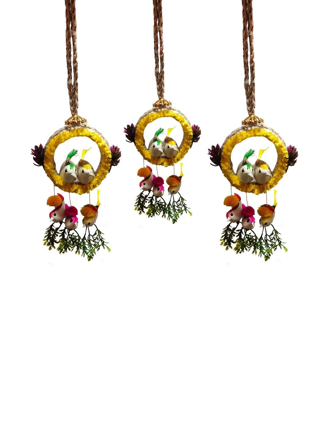 The Shine Store Yellow Jute Floral Wall Decor