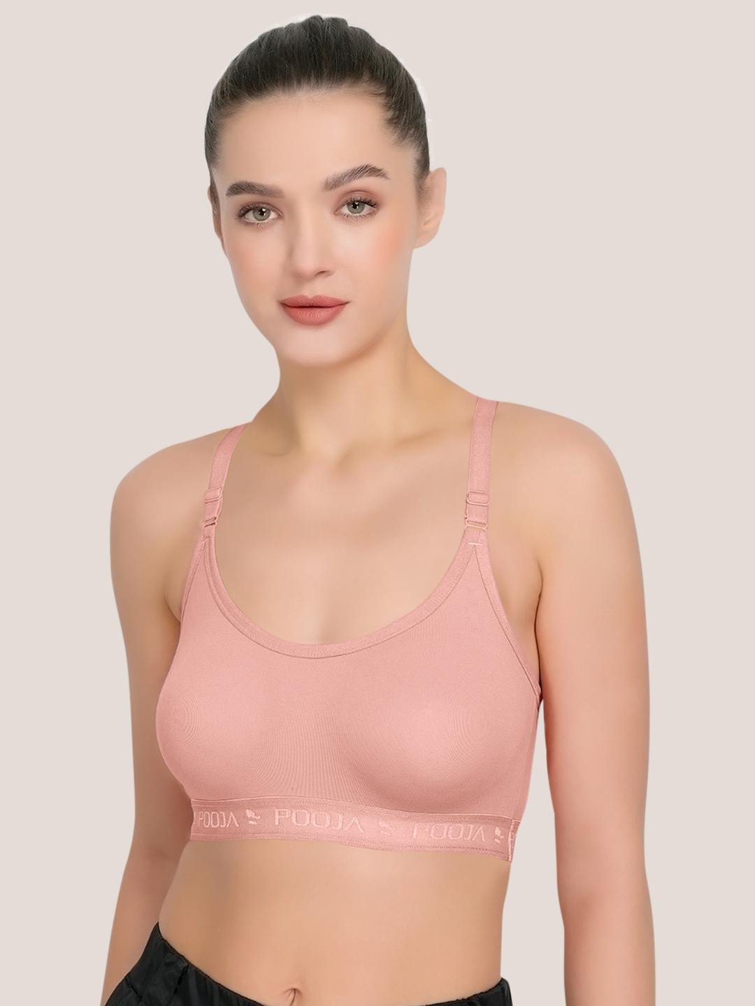 POOJA RAGENEE Pink Non-Wired Non Padded Seamless Workout Bra