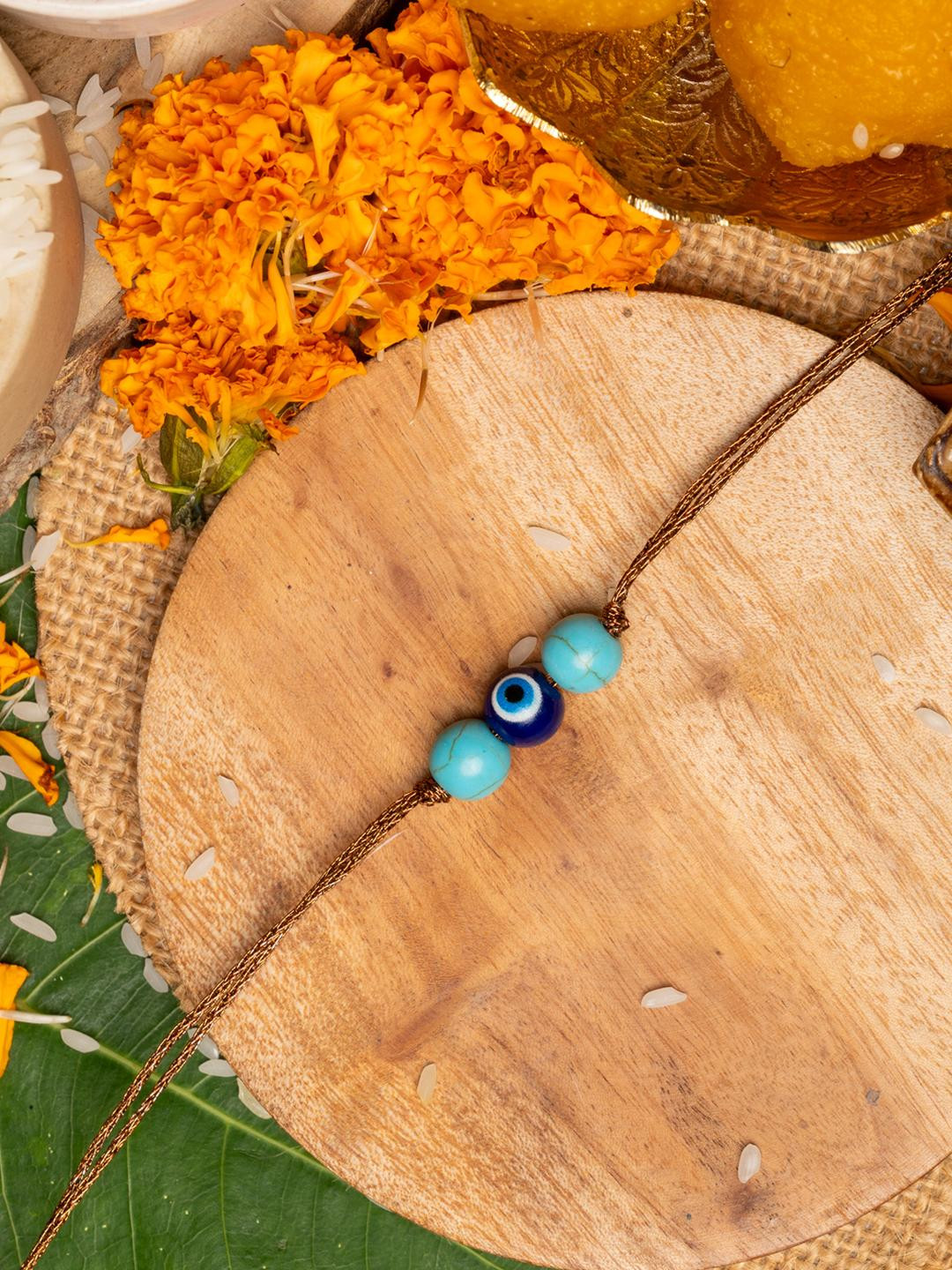 Look and Adorn Unisex Blue Evil Eye Rakhi