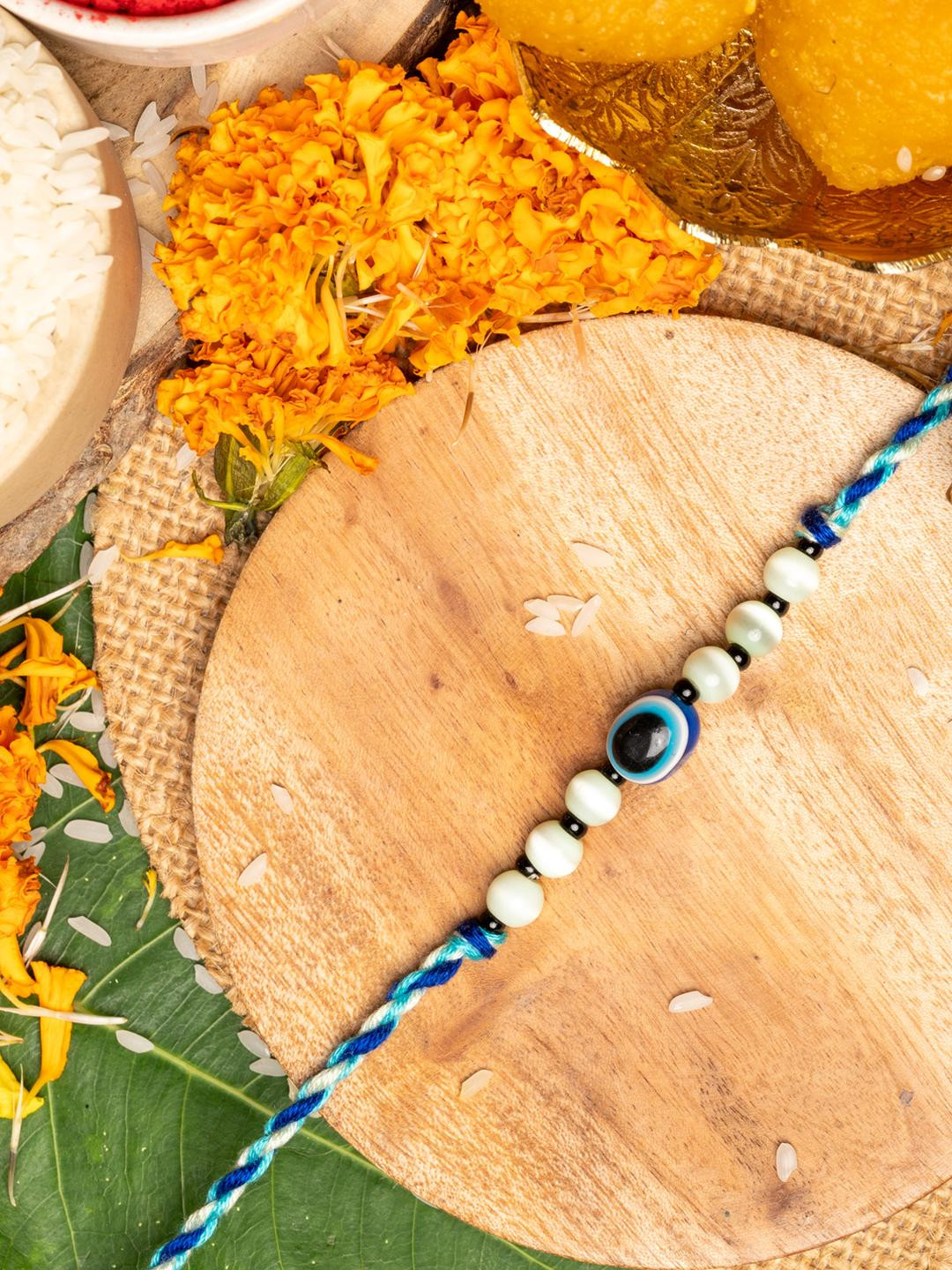 Look and Adorn Men Blue Evil Eye Rakhi