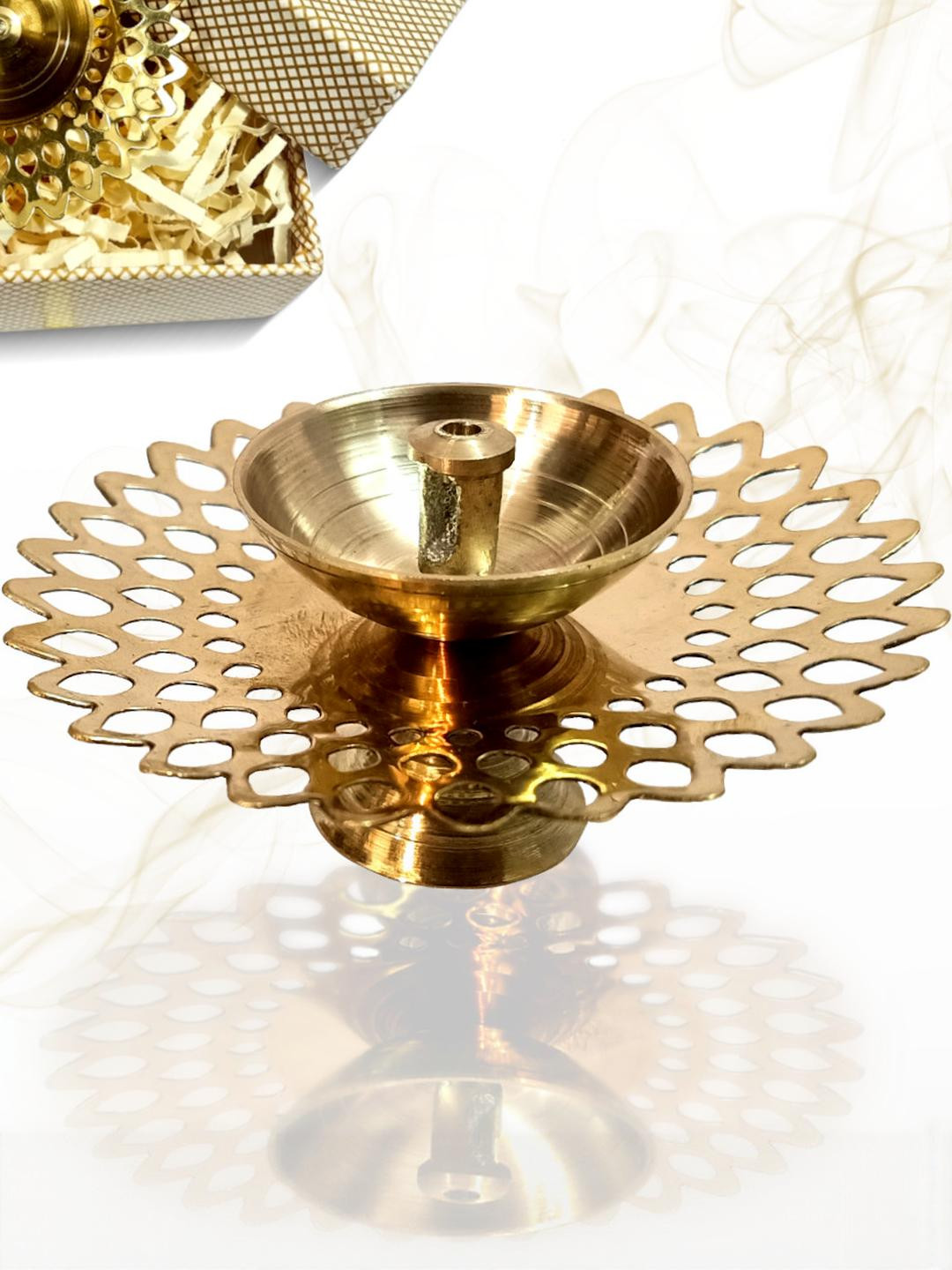Lamina Set of 10 Gold-Toned Brass Diya