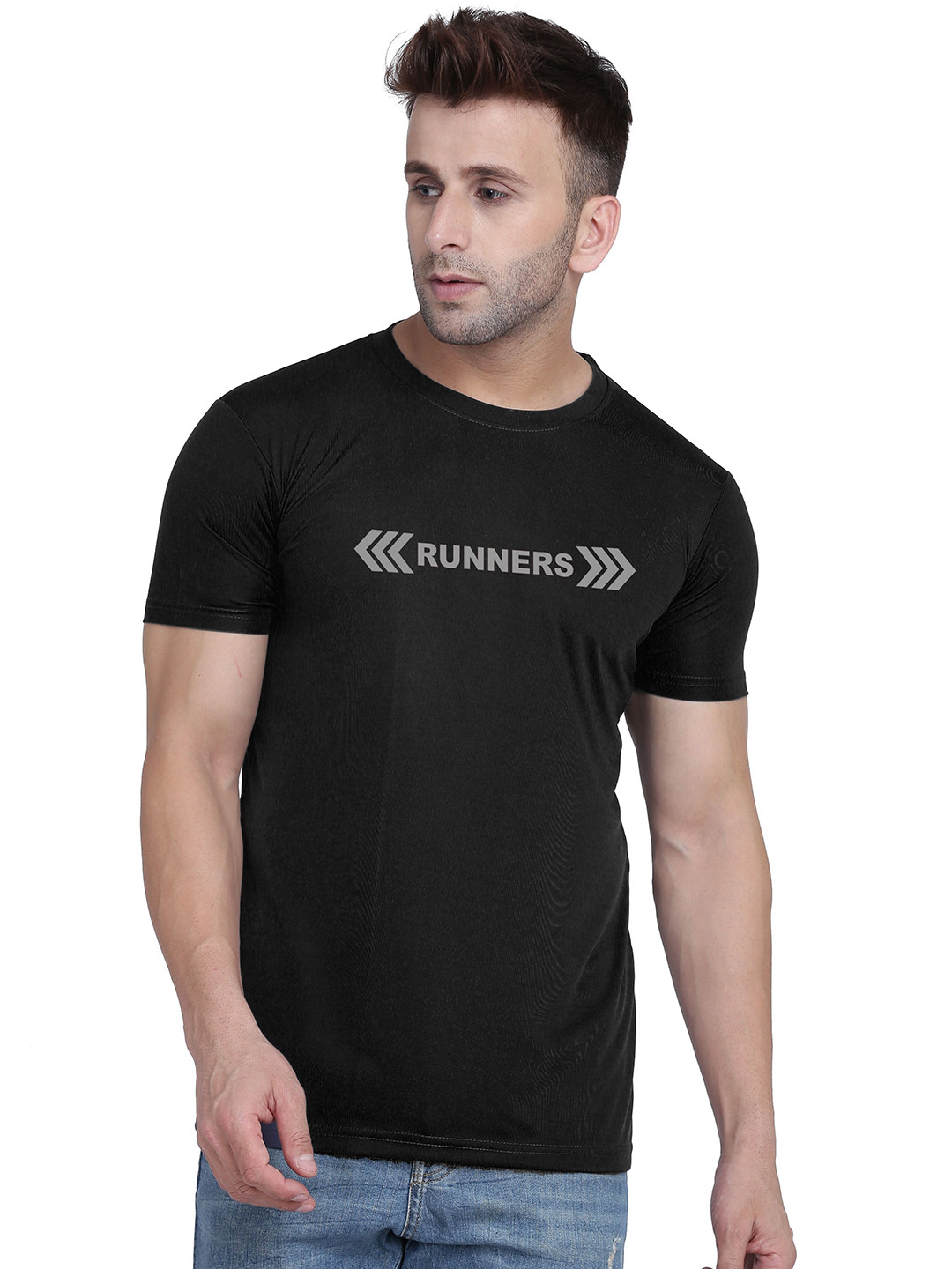 TQH Men Typography Printed Dri-FIT Slim Fit T-shirt