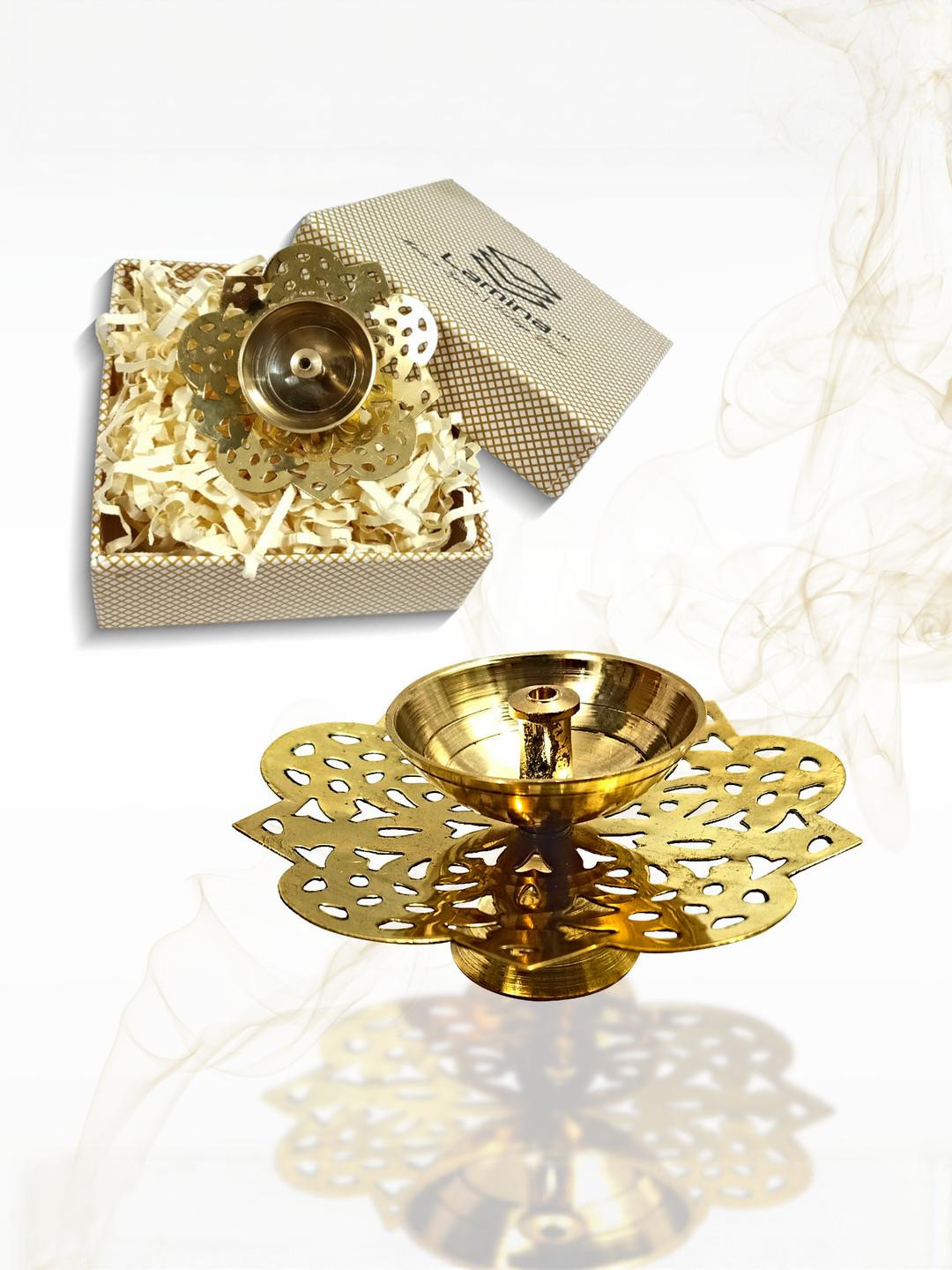 Lamina Set of 5 Gold-Toned Brass Diya