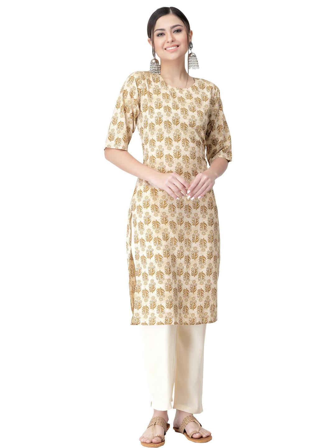 Ethnic basket Women Beige Kurtas