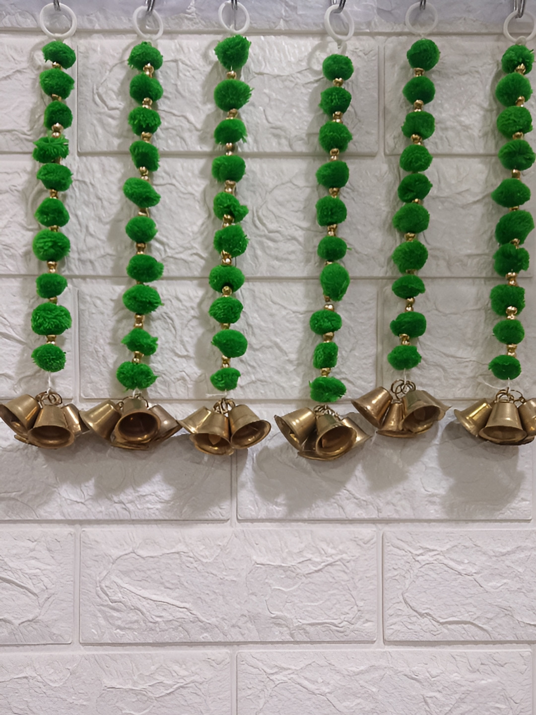 Sellplus Green & Gold Pompom Bell Small Hanging