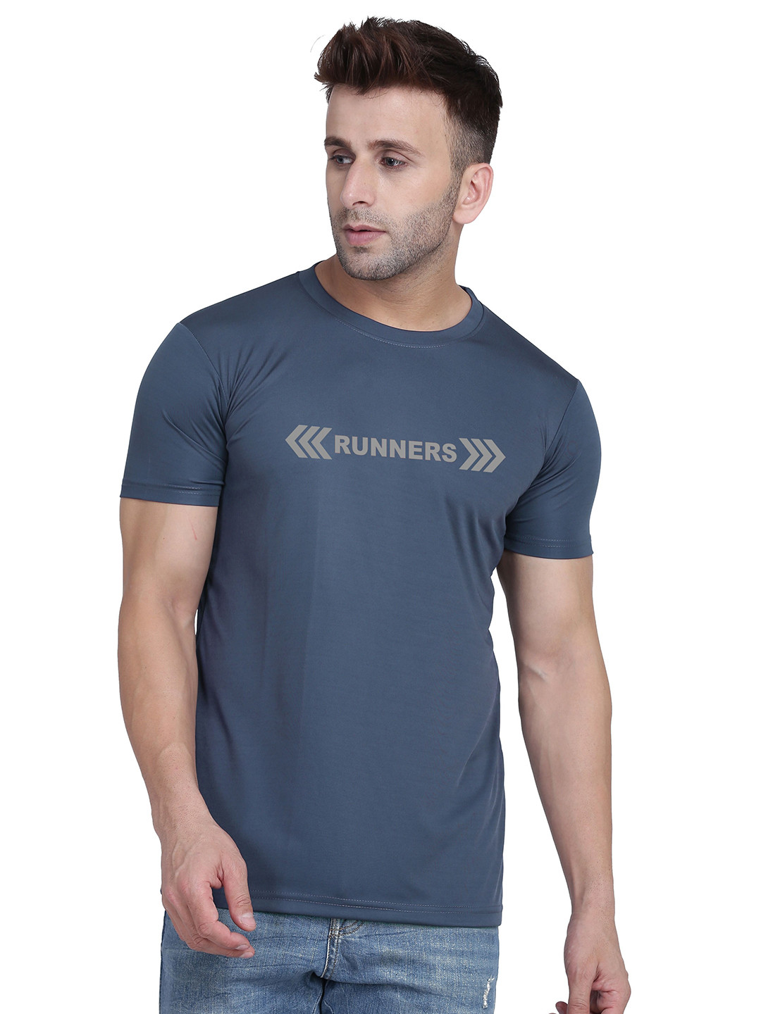 TQH Men Typography Printed Dri-FIT Slim Fit T-shirt