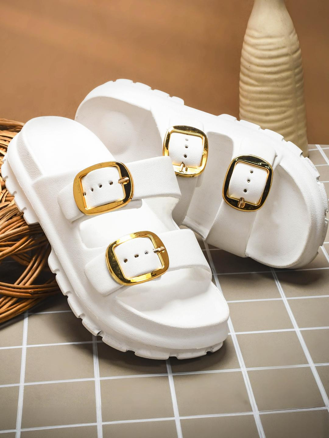 COGS Women White Rubber Comfort Sandals