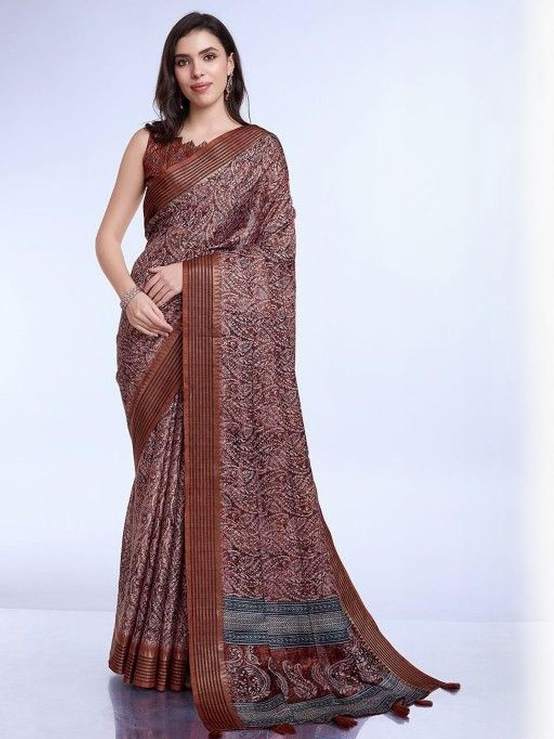KARAGIRI Maroon Poly Silk Daily Wear Saree With Blouse Piece