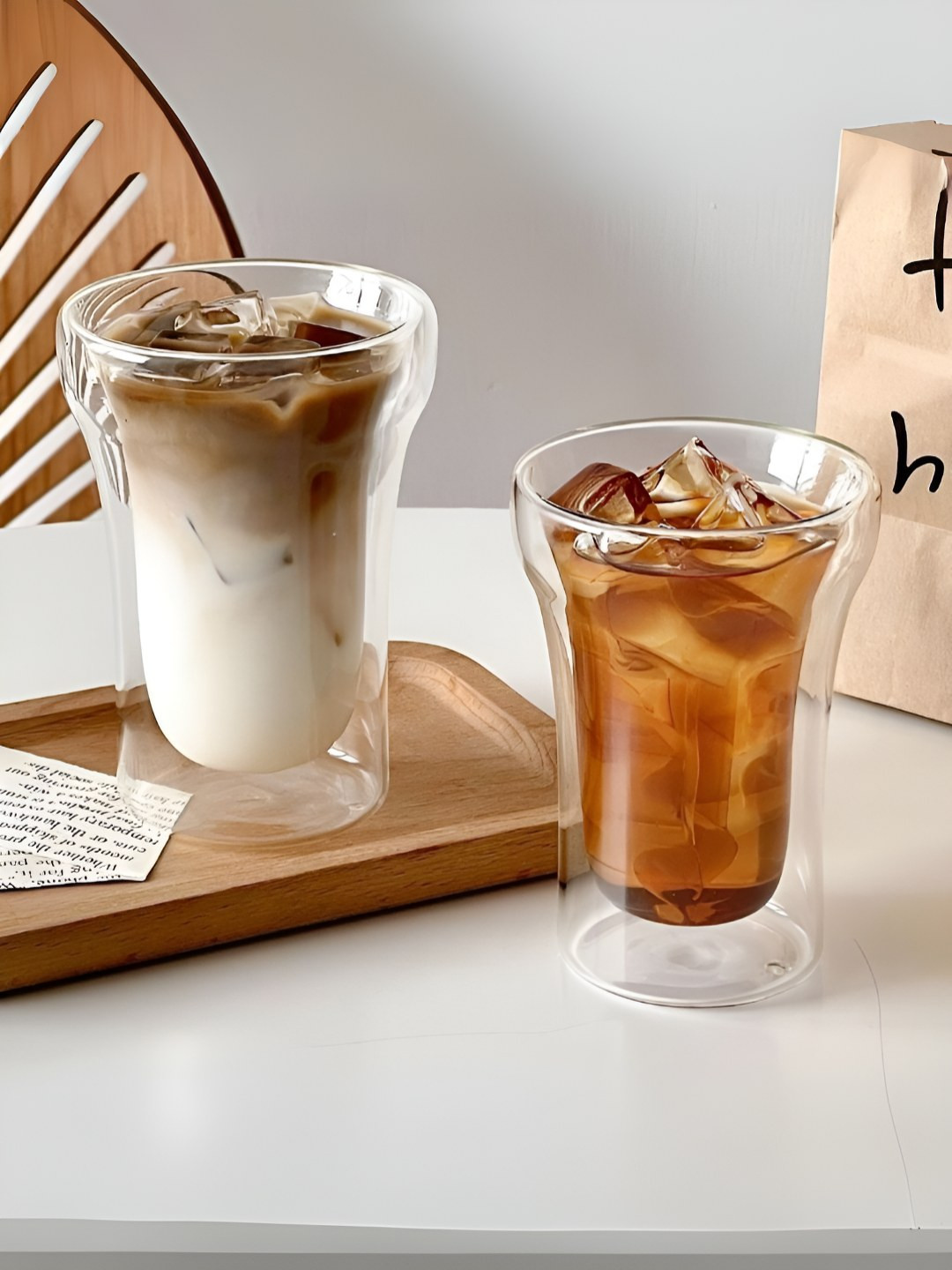 SMOKEY COCKTAIL Transparent 2 Pieces Double Wall Curved Glasses