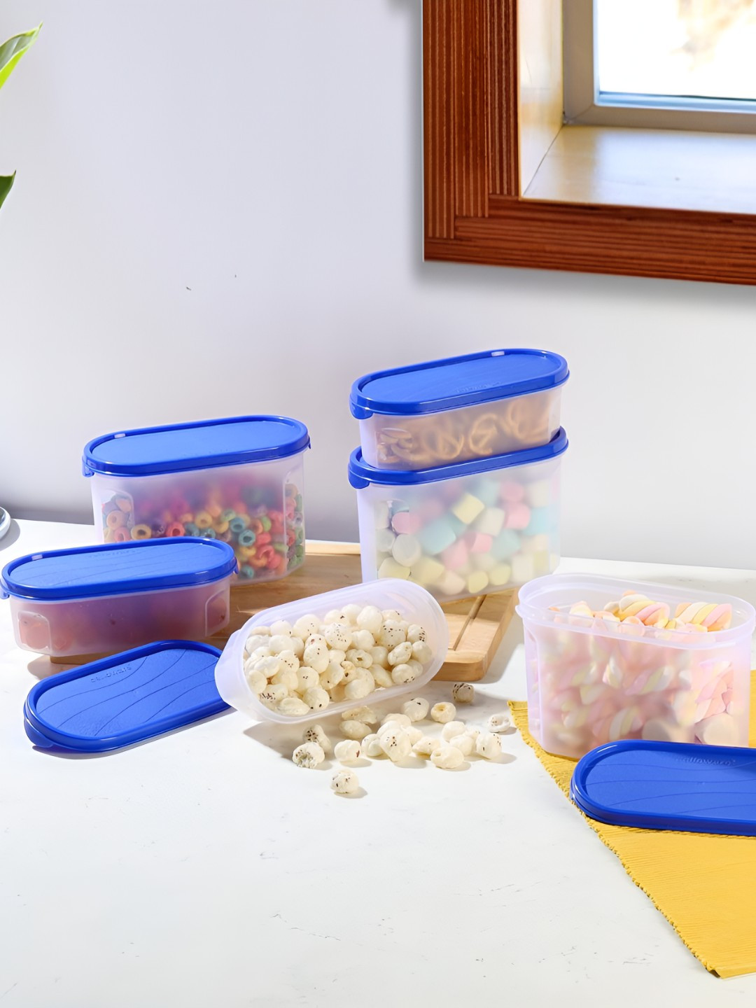 Cello Modustore Blue & White 6 Pieces Easy to Clean Jar Container