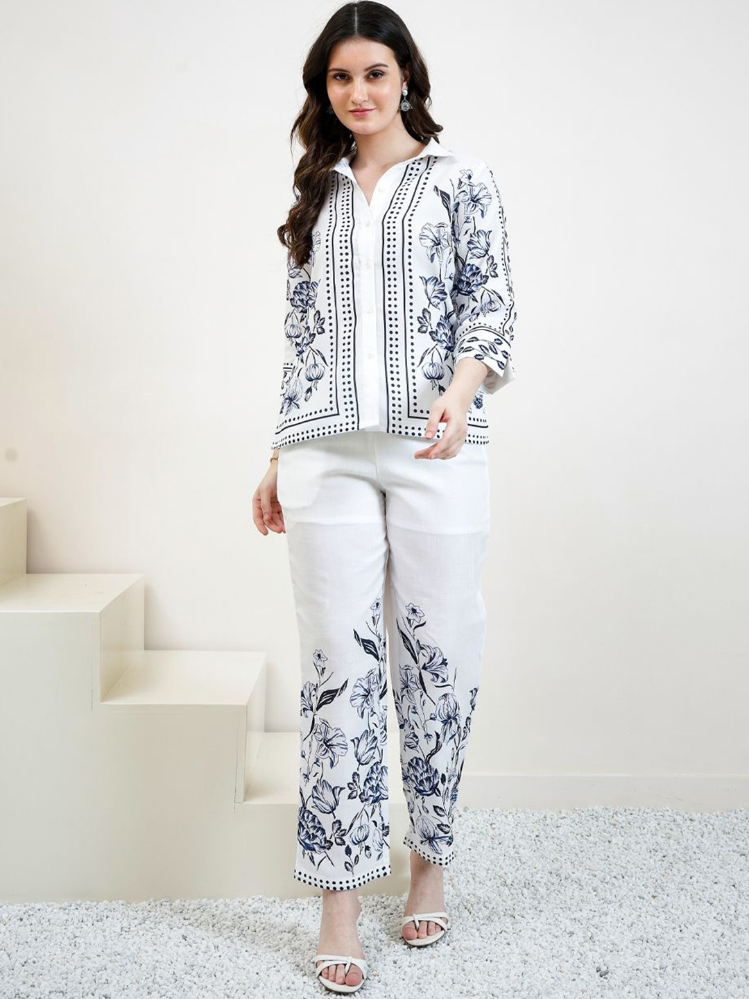 Boho By Athena Floral Printed Shirt & Trousers Co-Ord Set