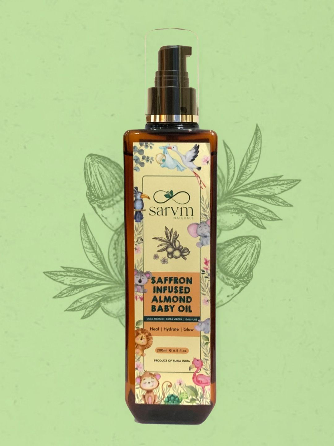 Sarvm Naturals Saffron Infused Almond Baby Oil - 200 ml