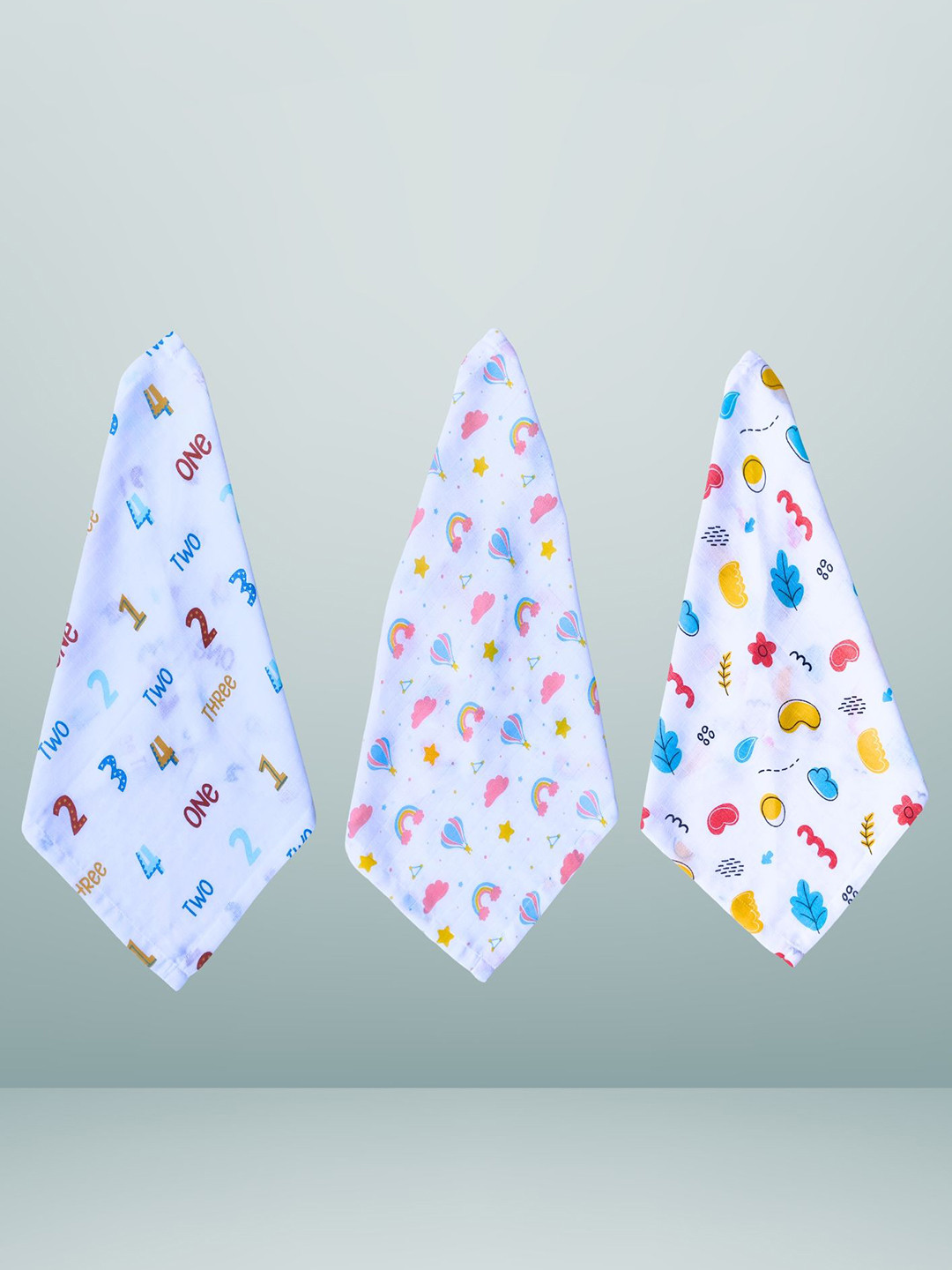BAESD Kids Pack Of 3 Printed Baby Wash Cloths
