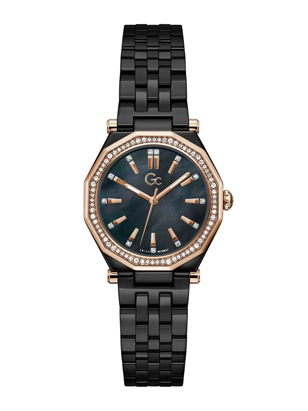 GC Women Embellished Dial & Ceramic Bracelet Style Straps Analogue Watch Z59002L2