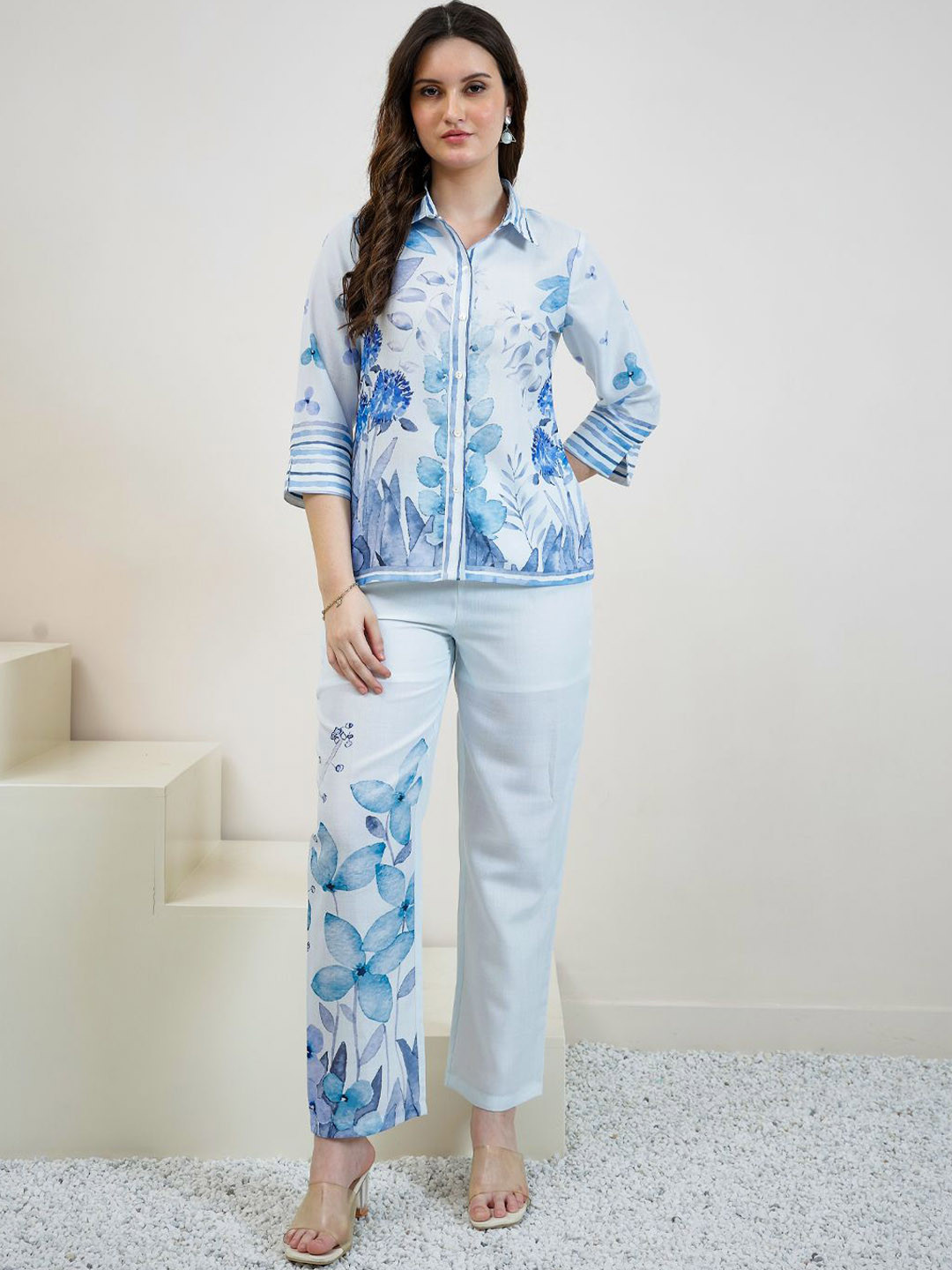 Boho By Athena Floral Printed Shirt & Trousers Co-Ord Set