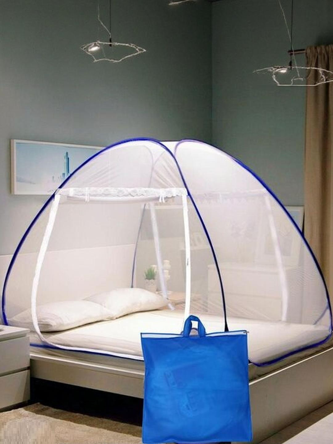 VIV-ATIQ Navy Blue & White King Size Tent Mosquito Net