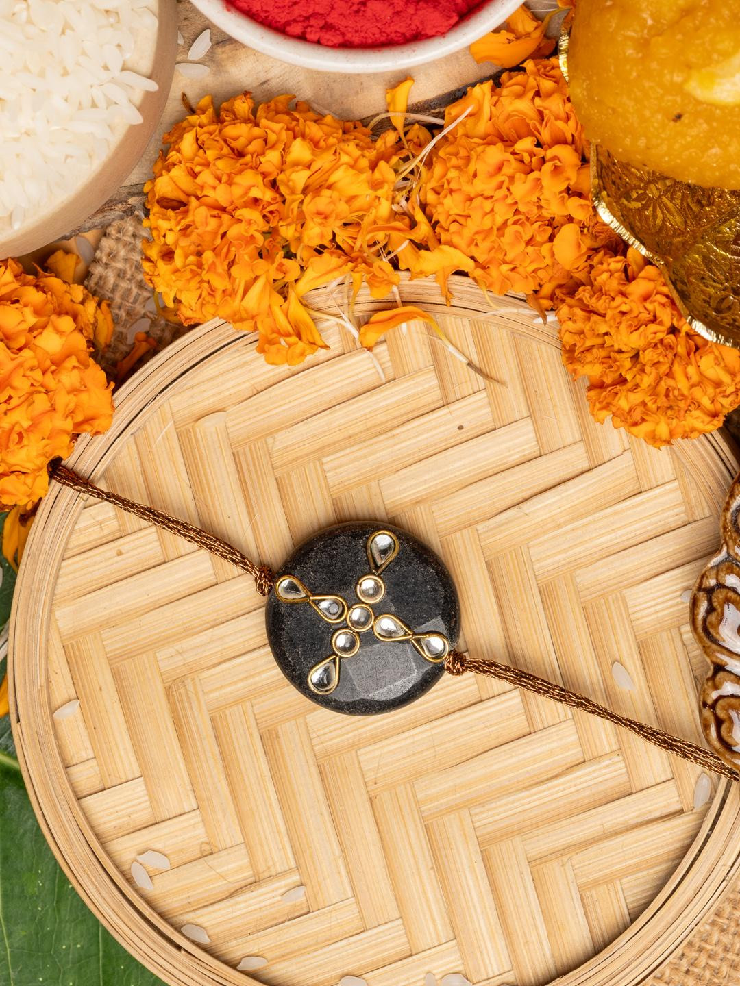 Look and Adorn Unisex Black Lumba Rakhi