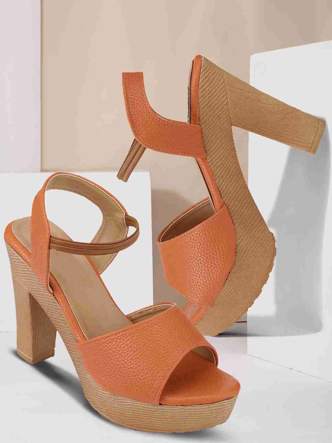 SGU Women Textured Peep Toe Platform Heel Sandals