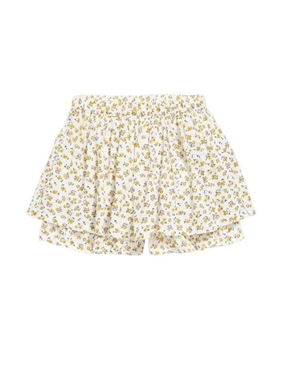 Trooking Fashions Girl's Yellow Floral Print Skirt With Divider