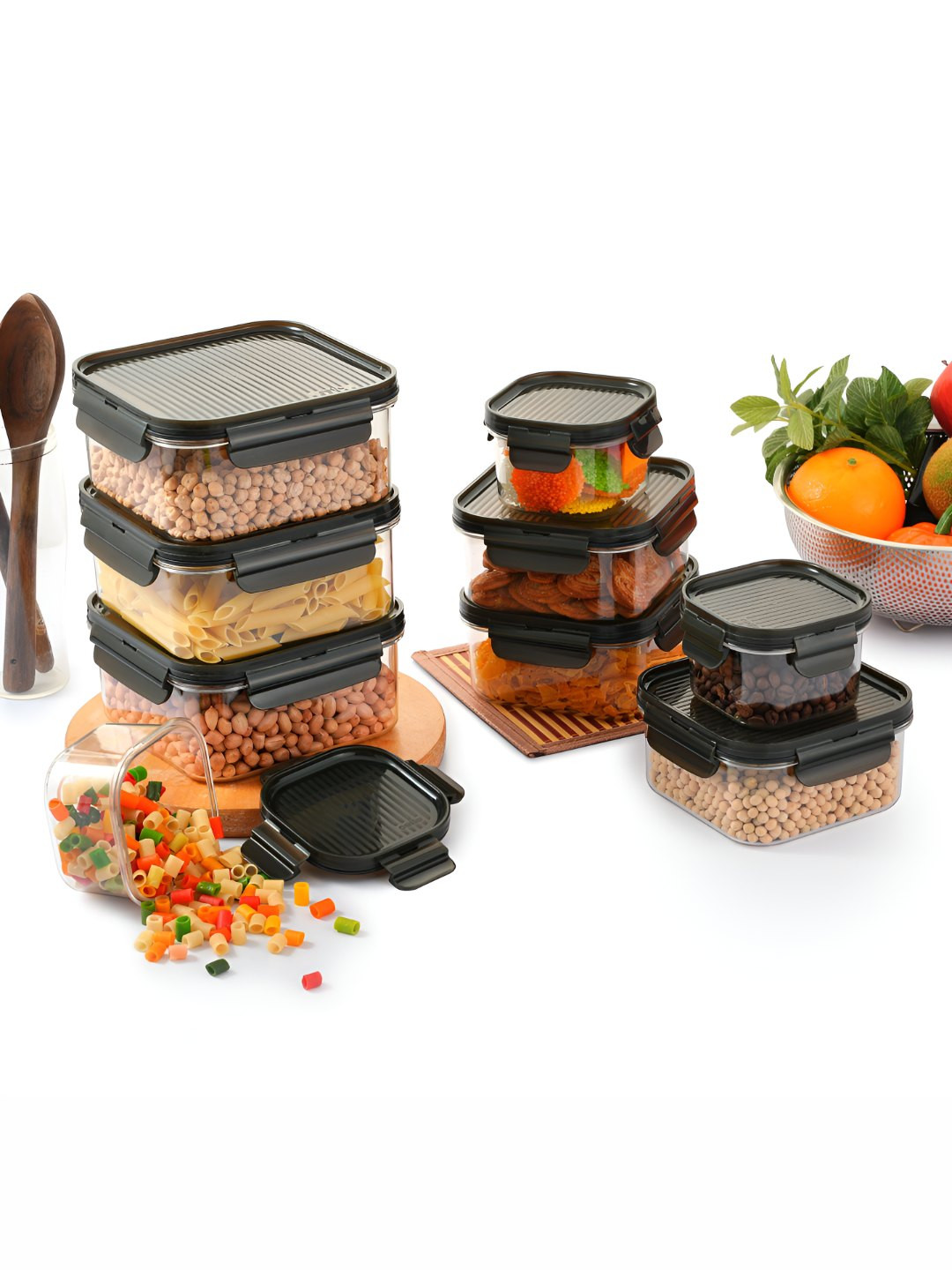 Cello Grey & Transparent 9 Pieces Easy to Clean Jar Container