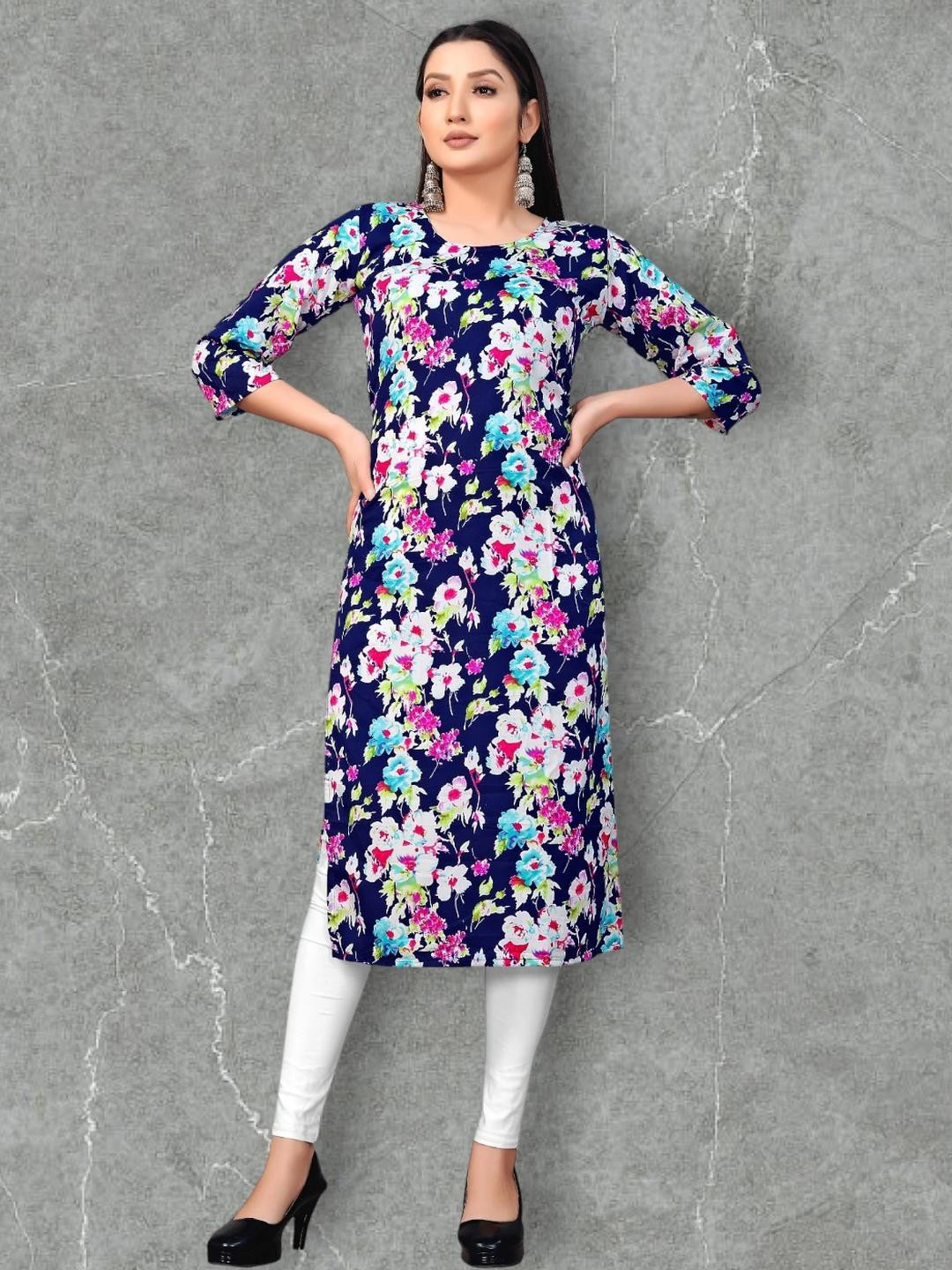 MANTRA DESIGNER Women  Blue Crepe Kurtas