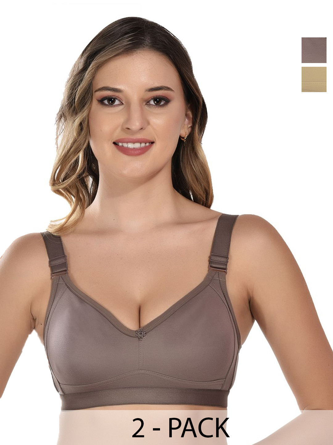 elina Pak Of 2 Full Coverage Dry-Fit Minimizer Bra