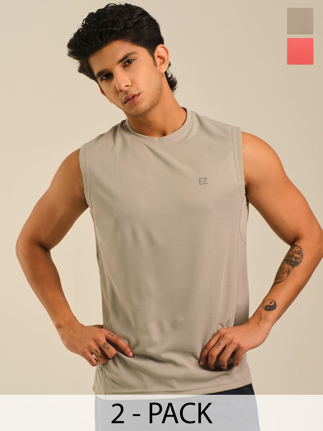 EAZY Man Pack Of 2 Dry-Fit Tank Vests