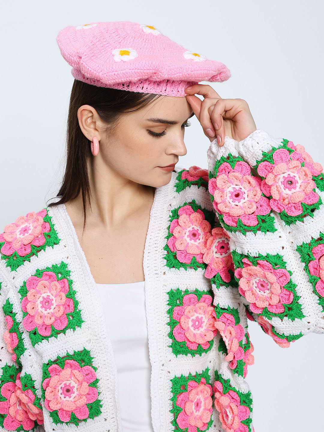 Sugercandy Women Elie Daisy Handmade Woollen Beret Ascot Cap