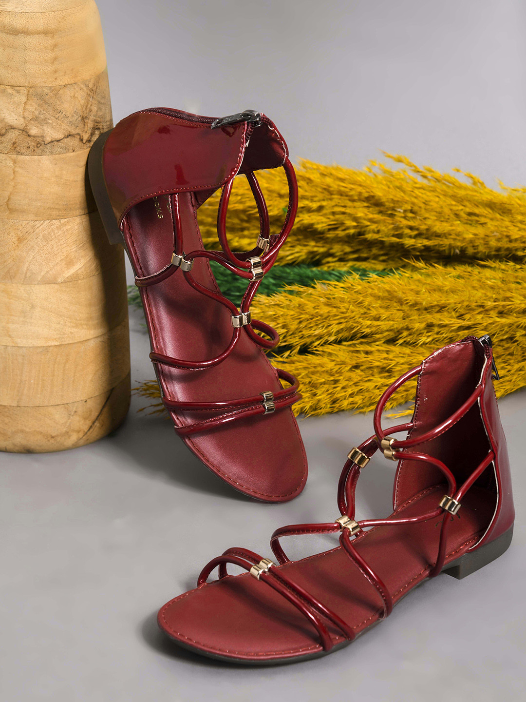 JM Looks Ankle Gladiator Flat Sandals