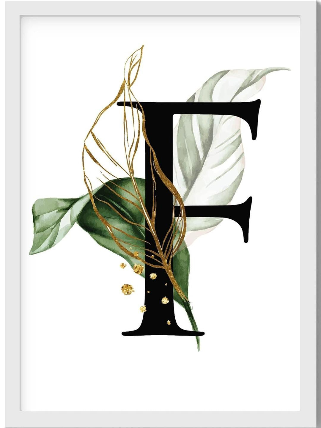 TAGVE Letter Tropical Gold Leaf Framed Wall Art