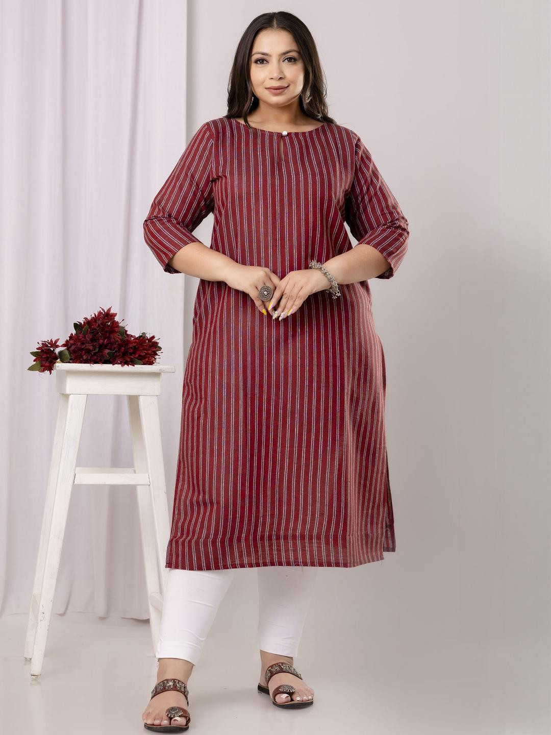SHRITIKA Women Red Pure Cotton Kurtis