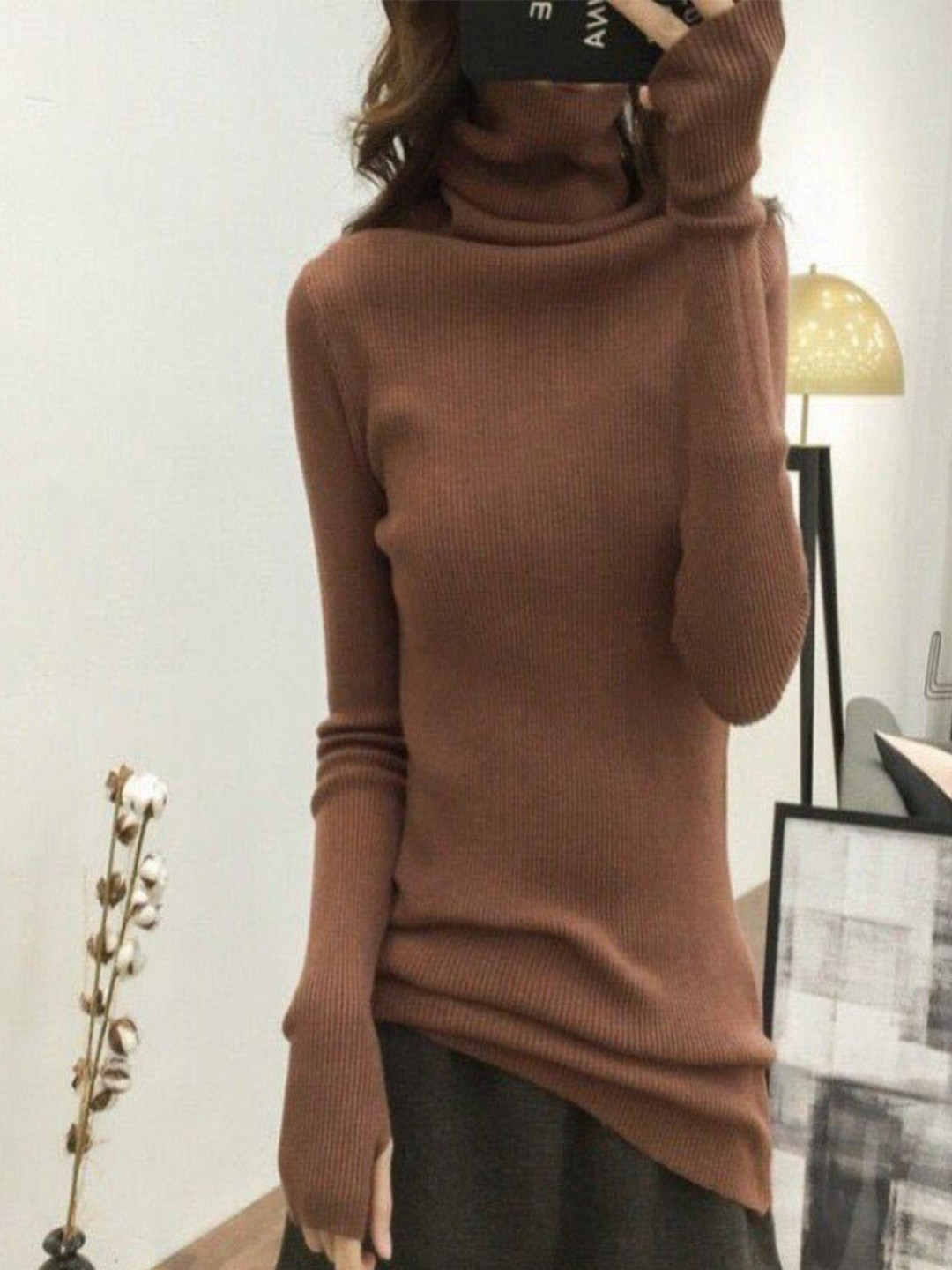 StyleCast Women Ribbed Turtleneck Pullover Sweater