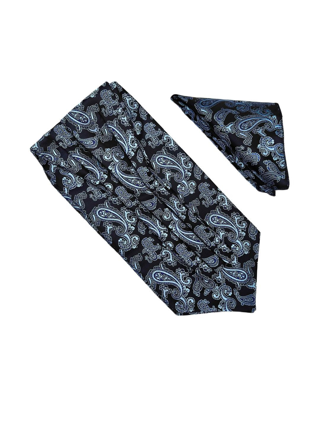 VOICI Mens Paisley Ascot Tie & Pocket Square Combo