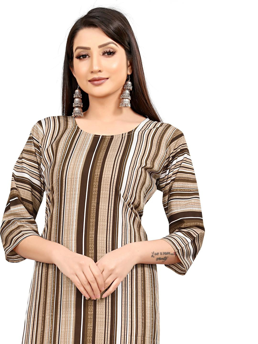 MANTRA DESIGNER Women  Brown Crepe Kurtas