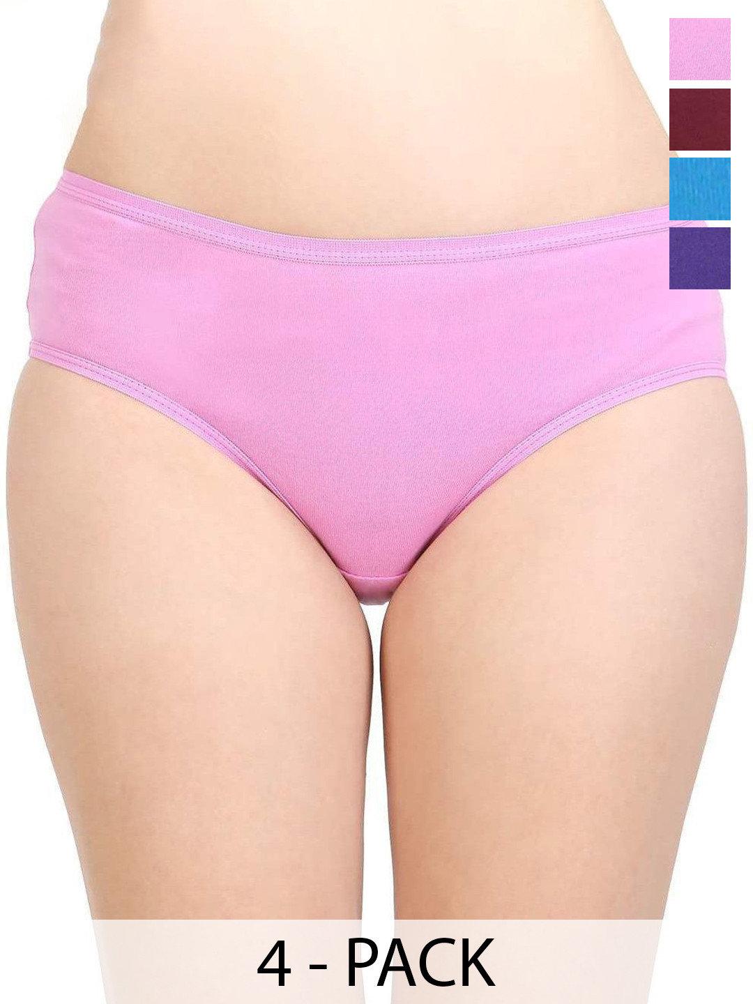 DHANDAI FASHION Pack Of 4 Cotton Mid Rise Hipster Bikini Briefs  Soft Cotton Panty (SC-M-8