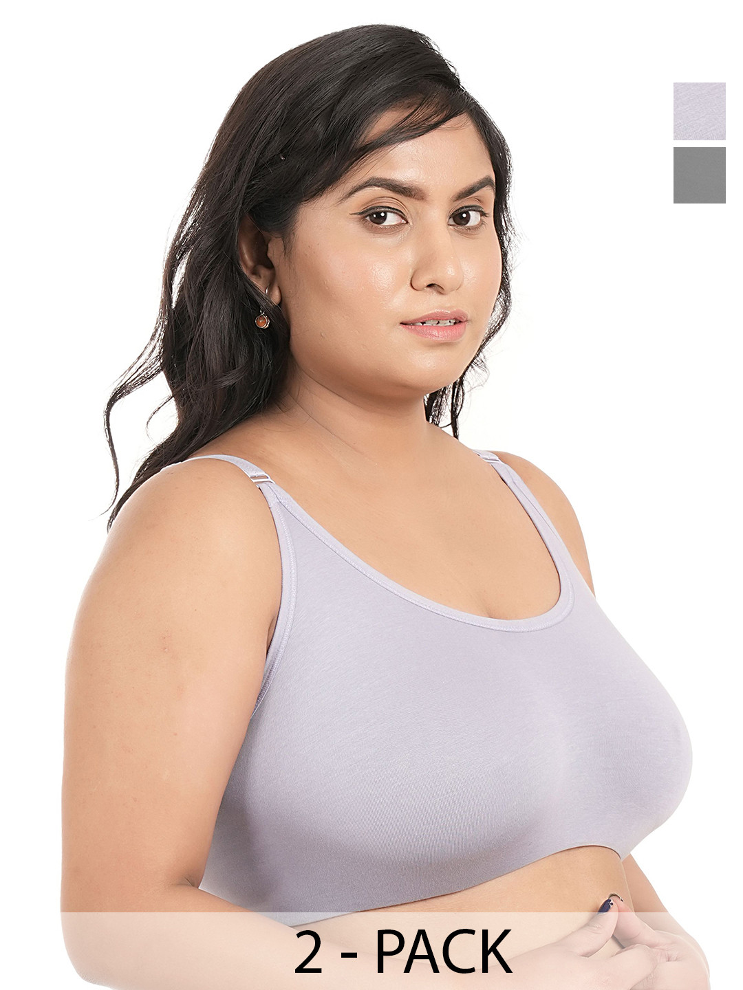 elina Pack of 2 Seamless Non Padded Non-Wired Full Coverage Dry Fit Cotton Bra