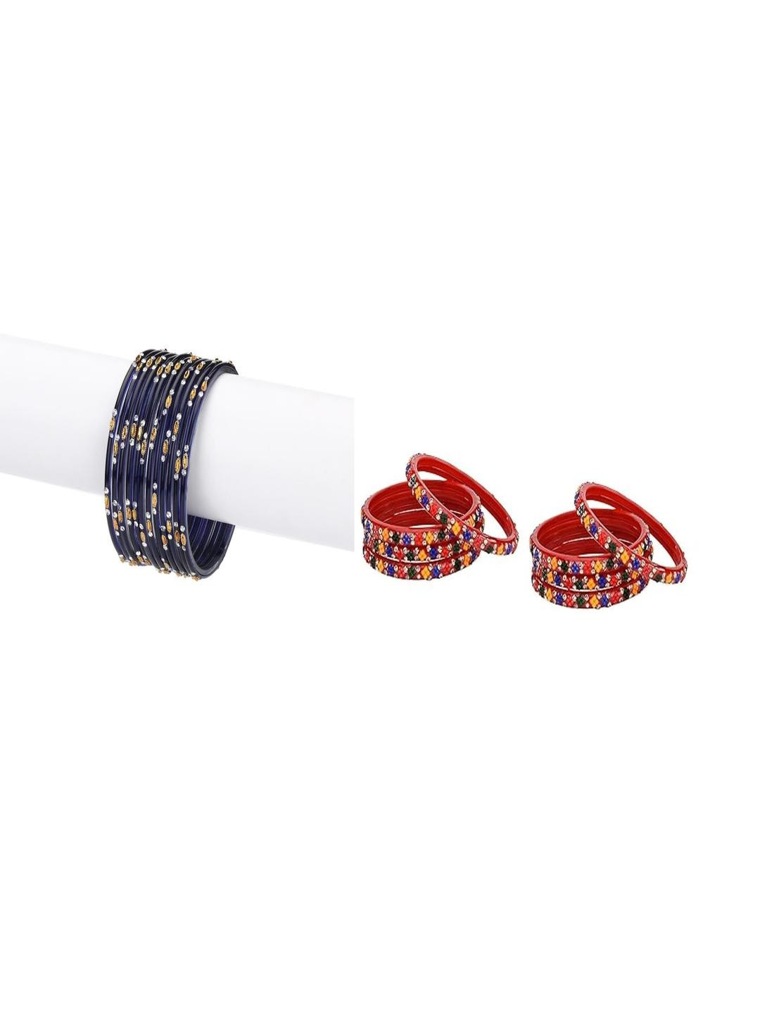 1ST TIME Women Multi Colored Pack Of 20 Handmade Traditional Glass Bangle Set