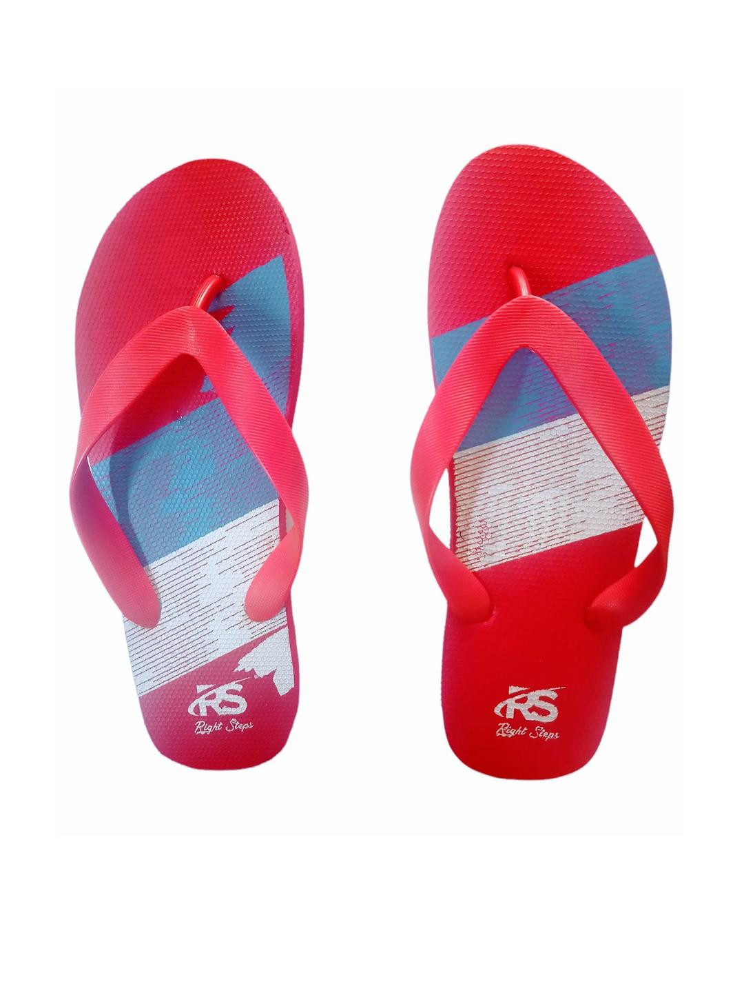 Crawl & Sprint Men Red Printed Flip Flops