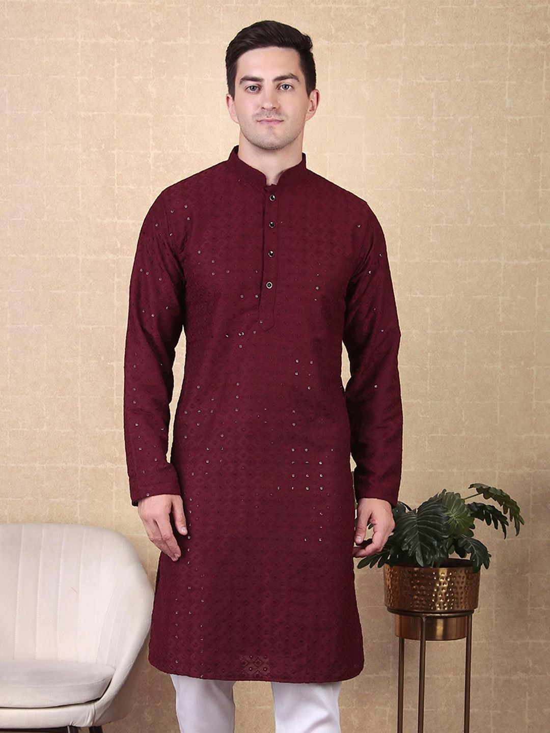 CHARLOTTE GRACIOUS Men Ethnic Motifs Embroidered Festive Straight Kurta