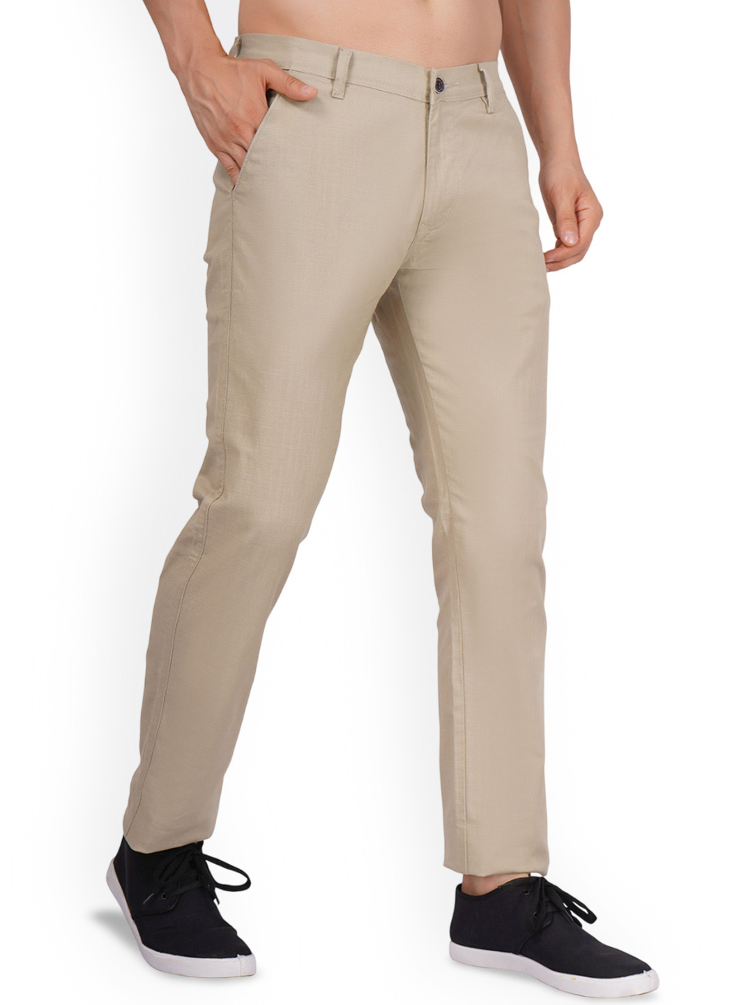 FLAKED Rodeo Dust Men Smart Easy Wash Regular Fit Mid-Rise Chinos Trousers