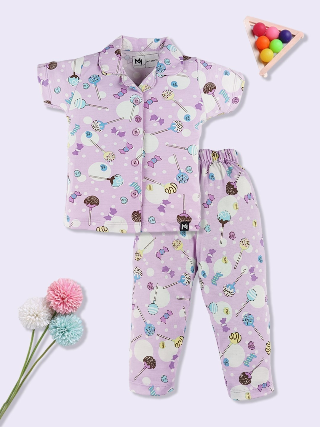 YK X Minute Mirth Girls Floral Printed Night suit