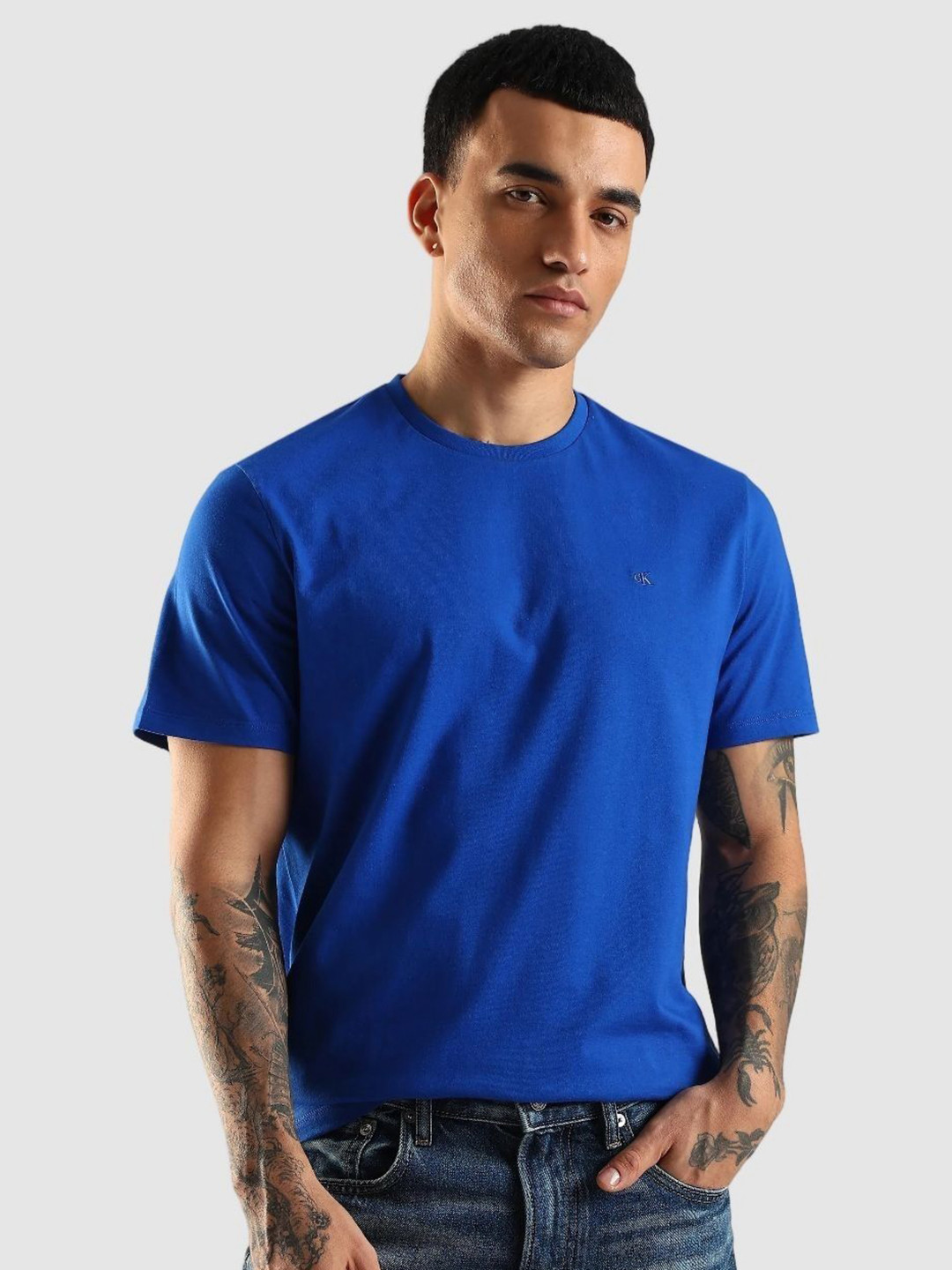 Calvin Klein Jeans Men Solid Round Neck Pure Cotton T-shirt