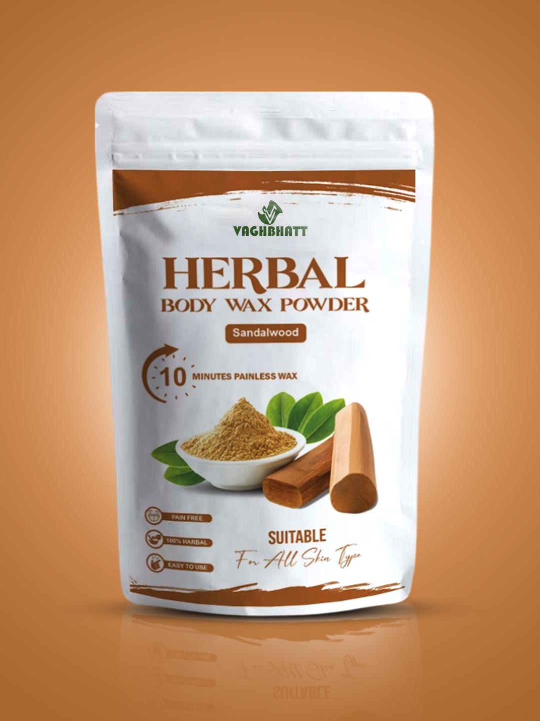 VAGHBHATT Herbal Sandalwood Wax Powder for Full Body Hair Removal and Smooth Skin