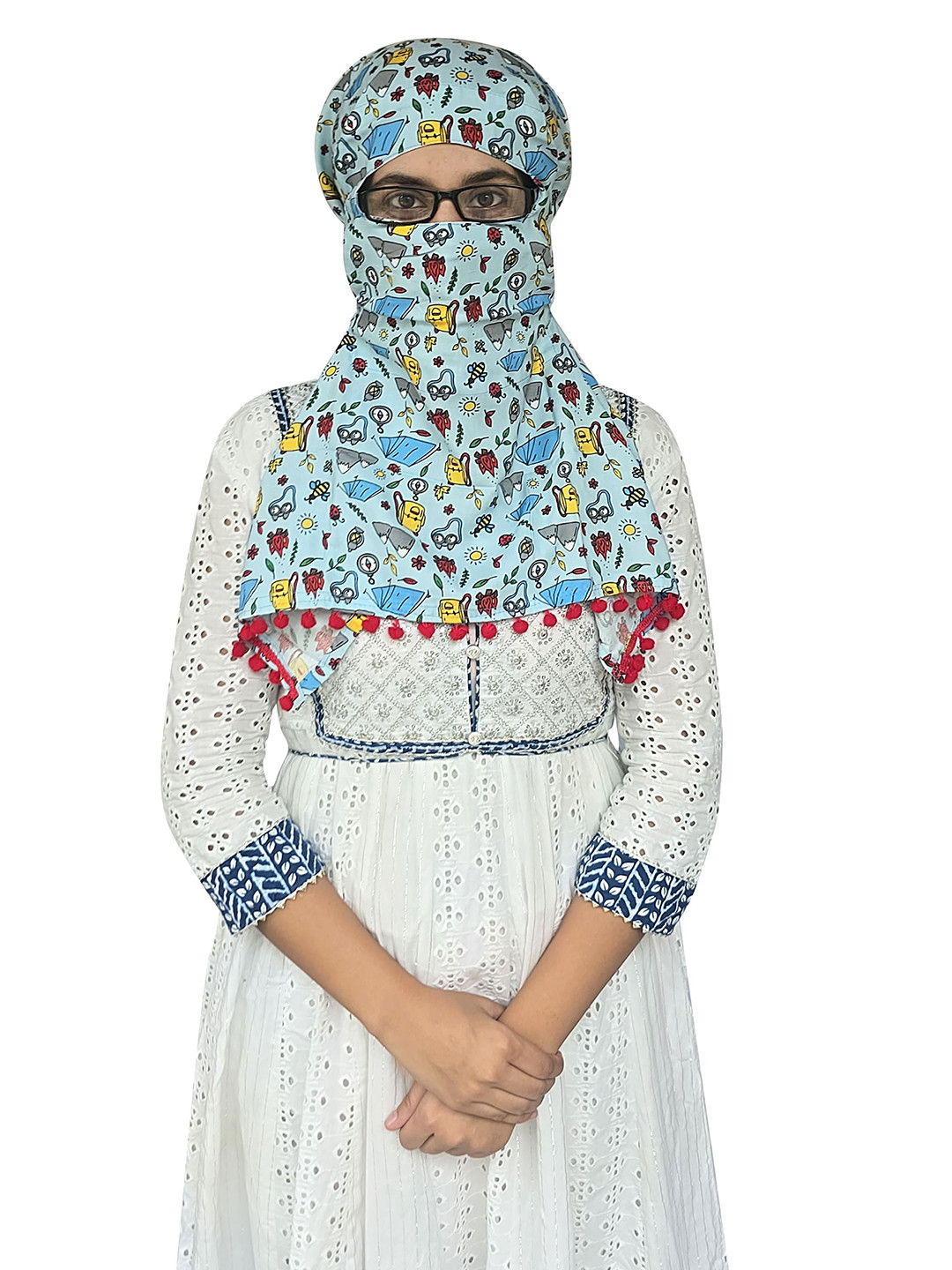 SWITCHON Women Printed Scarf with Tasselled Border