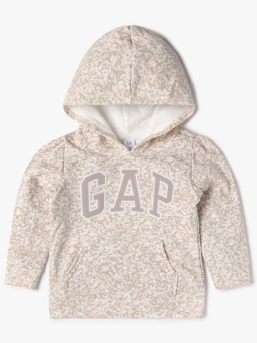 GAP Girls  Floral Printed Pullover Hoodie With Contrast Logo