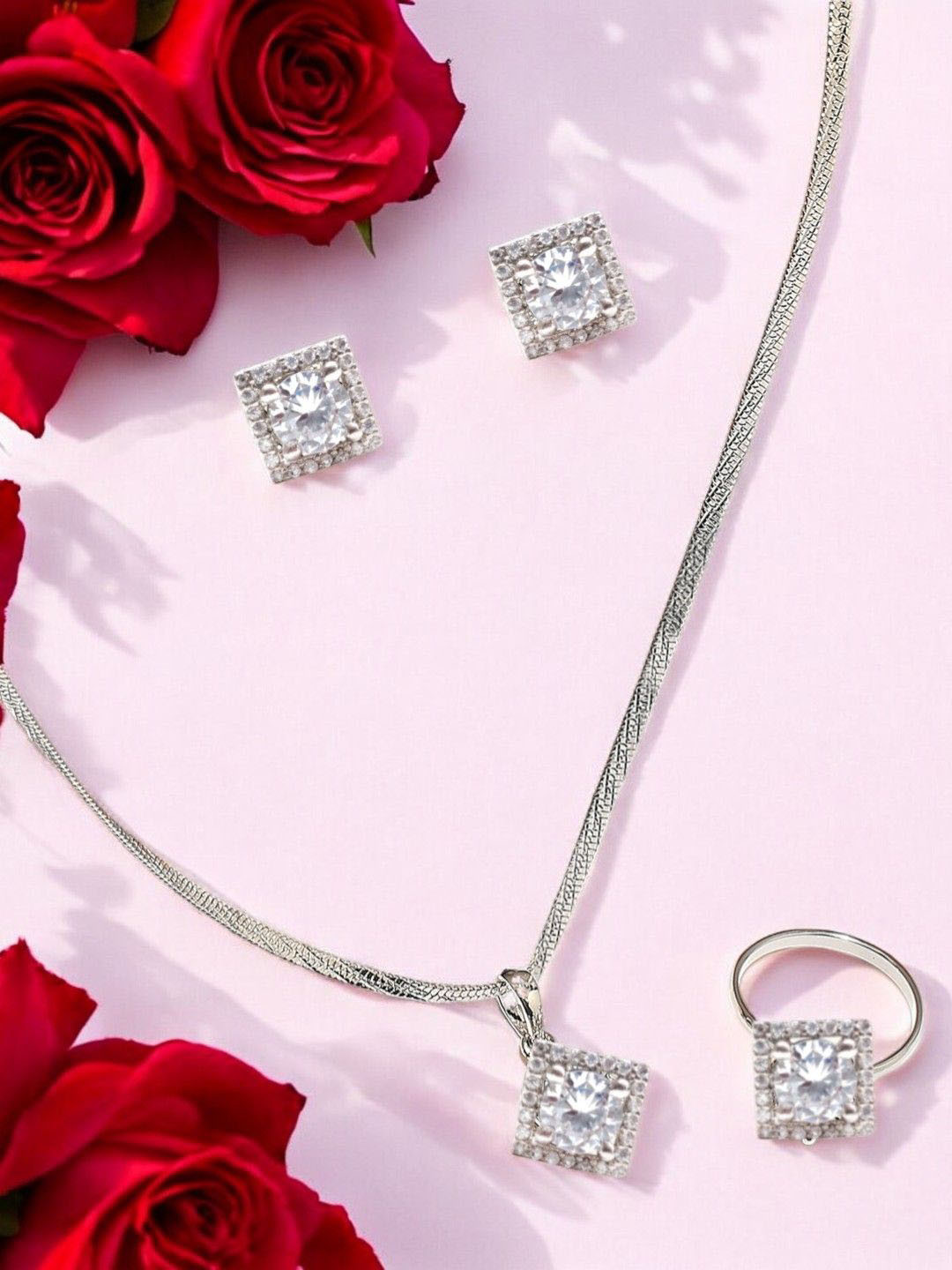 fabula Cubic Zirconium Studded Jewellery Set